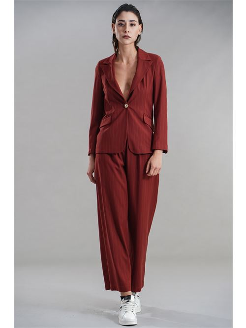 Giacca gessata Manuela Riva | GC08/904COGNAC